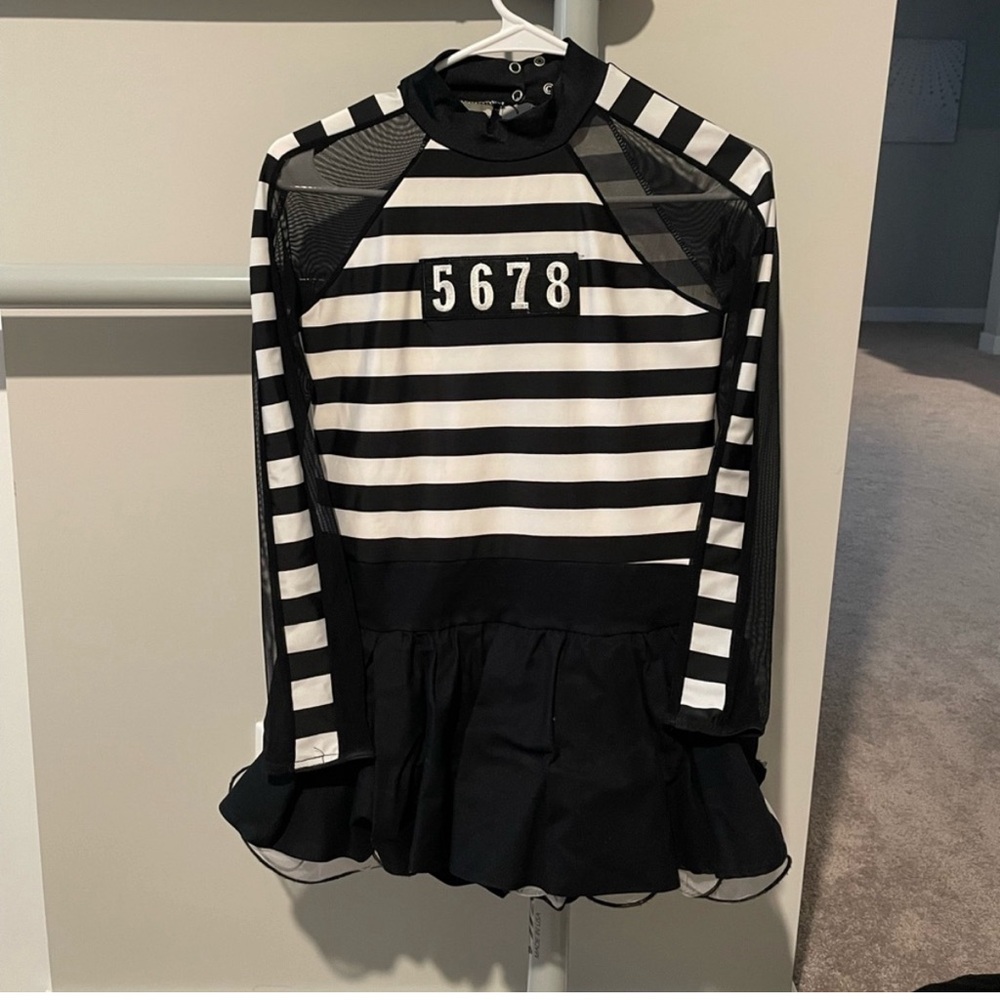 Weissman Black and White Striped Dance Costume